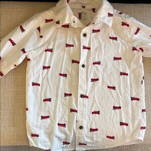 Kids' Cream Shirt with Christmas Red truck Print
